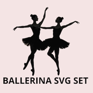Paquete de bailarinas SVG PNG, descarga de conjunto de ballet SVG, bailarina de ballet con fondo transparente, archivos de bailarinas prediseñadas, arte digital delineado