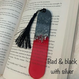 Red, Pink or red and black Resin Bookmark with Gold Flakes - Black & White Swirl Bookmark - Handmade Gift for Readers - Gift for book lovers