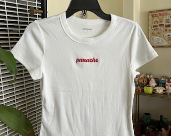 T-shirt bébé Panache blanc ajusté brodé