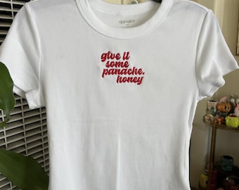T-shirt bébé blanc ajusté brodé « Give it Some Panache »