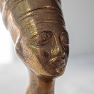 Vintage Nefertiti Sculpture, Antique Handmade Brass Bust of the Queen of Egypt