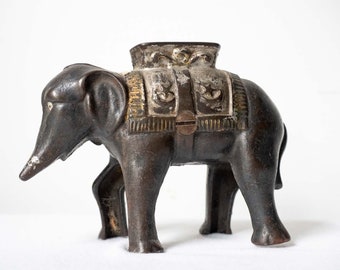 Antique Cast Iron Elephant Bank, 1920s Coin Bank