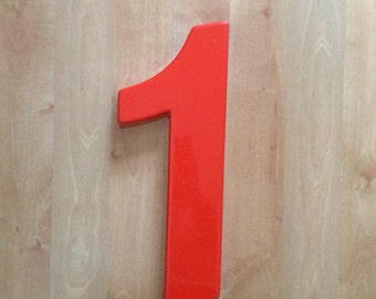 Red Letter Number 1 Wall Art, Numeral 1 Wall Art Home Decor, Hang on Wall or Sit on Shelf