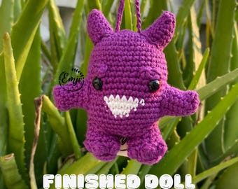 Gengar Monster - Anime Amigurumi Keychain Crochet - Plush Bag Charm - Finished Doll - Emji Handcraft