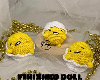 Gudetama Lazy Egg Amigurumi Keychain Crochet Plush Bag Charm Finished Doll