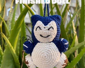 Sleepy Snorlax Handmade Gift Amigurumi Bag Charm Finished Crochet Doll Keychain - Emji Handcraft