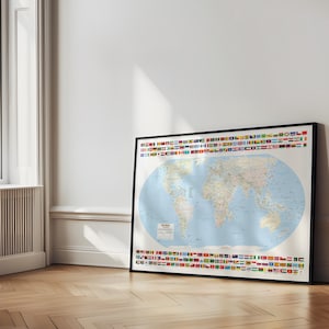 Weltkarte, Meridian 11 Grad Ost Florenz, Equal-Earth-Projektion, Welt, Landkarte, Erde, Poster, Kartographie