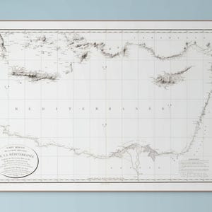 Mer Méditerranée | Carte marine | Impression Giclée |