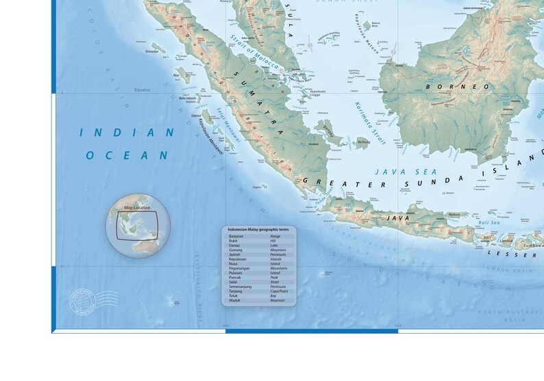 Java Geographic Map of the Islands of Southeast Asia - Etsy