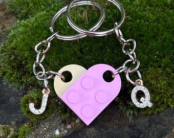 Personalised Lego heart keyring | Initial Heart Keychain | Heart Keyring | Matching keychains | Gifts for him / her | Boyfriend Gift