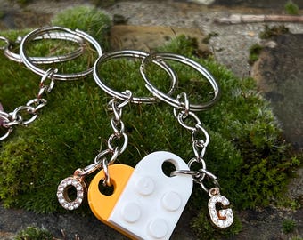 Personalised Lego Heart Keyring | Initial Heart Keychain | Valentines Day | Matching keychains | Gifts for him her | Boyfriend Gift girl/boy