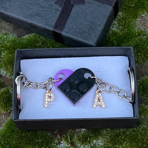 Personalized Initial Heart Keychain Set,Initials Matching keychains for her/ Friend/Couple ,Personalisation Couple Boyfriend Girlfriend Gift