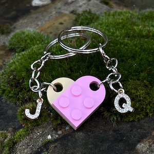 Personalized Initial Heart Keychain Set,Initials Matching keychains for her/ Friend/Couple ,Personalisation Couple Boyfriend Girlfriend Gift