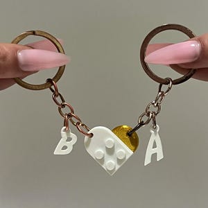 Personalized Initial Heart Keychain Set,Initials Matching keychains for her/ Friend/Couple ,Personalisation Couple Boyfriend Girlfriend Gift