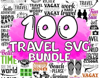 Travel SVG Bundle: Airplane, Vacation, Adventure Designs (Digital Download)