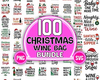 Christmas Wine Bag SVG Bundle: Funny Wine Quotes (Digital Download)