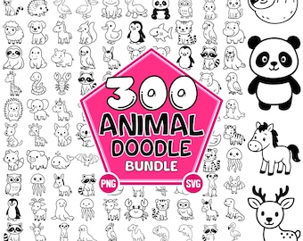 Safari Tier Doodle SVG Bundle: Kawaii Clipart (digitaler Download)