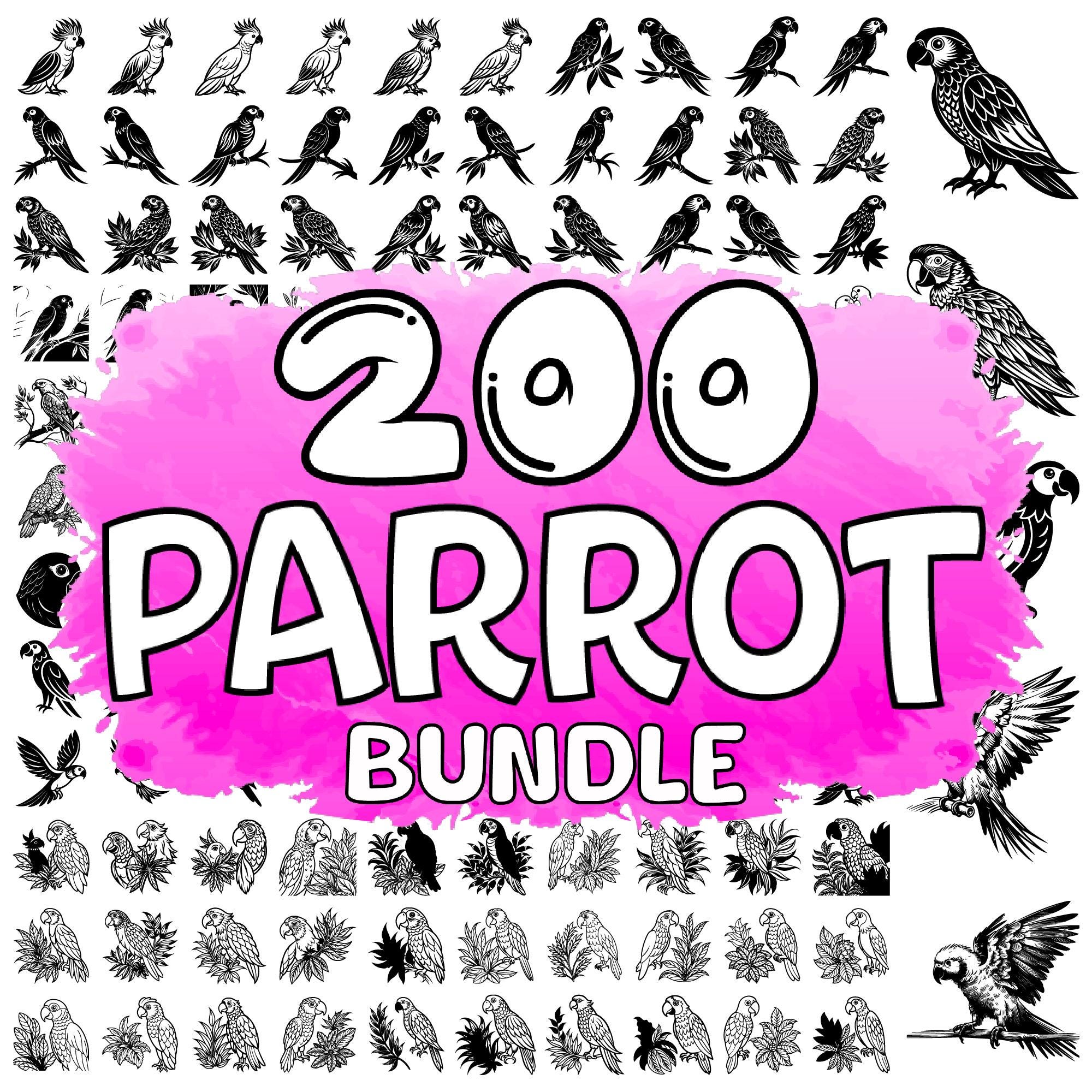 Parrot SVG, Parrots SVG Bundle, Parrot Clipart, Parrot silhouette, Brid SVG, Parrot Shirt Design, Parrot cut file, Tropical Clipart, Digital