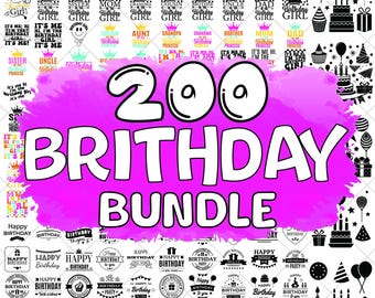 Happy Birthday SVG Bundle: Colorful Birthday Designs (PNG)