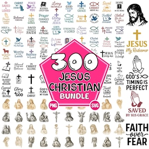 Christian SVG Bundle: Jesus, Scripture, Faith Designs (PNG, SVG Digital Download