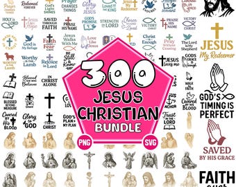 Christian SVG Bundle: Jesus, Scripture, Faith Designs (PNG, SVG Digital Download