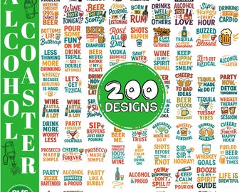 Alcohol Quotes Coaster SVG Bundle: Funny Drinking Designs (PNG, SVG)