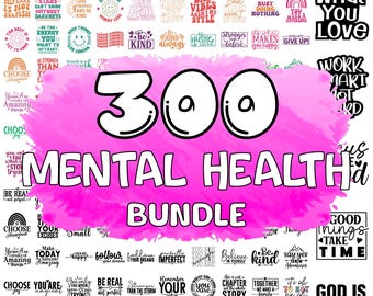 Paquete SVG de salud mental: diseños inspiradores y positivos (descarga digital, PNG, SVG)