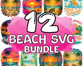 Beach SVG Bundle: Summer Coastal Designs, High-Res PNG, Cut Files