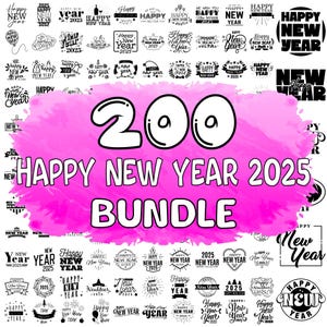 Nieuwjaar 2025 png-bundel, gelukkig nieuwjaar 2025 png, nieuwjaar clipart, gelukkig, feestelijk 2025 nieuwjaar sublimatie ontwerpen, digitale download, kunst