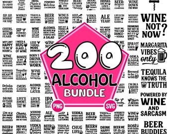 Funny Alcohol Quotes SVG Bundle: Wine, Beer, Whiskey (Digital Download)