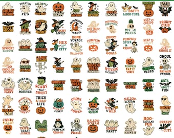 Retro Halloween SVG PNG Bundle: Ghost & Pumpkin Designs (Digital Download)