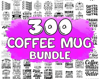 Paquete SVG de café, diseños divertidos de tazas de café, imágenes prediseñadas (descarga digital)