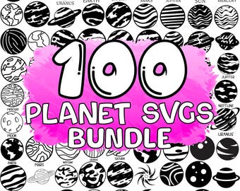 Paquete SVG de planetas: Vectores del sistema solar, archivos de corte Cricut (descarga digital)