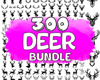 300 Deer SVG Bundle: Hunting, Stag, Buck, and Baby Deer (Cut Files)