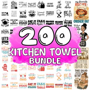 Küchenhandtuch SVG Bundle, Küche zwart, lustige Küche Handgemacht, Geschirrtuch, Topflappen, Kochen, Schneiden für Cricut, Silhouette