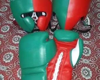 Handcrafted customized Boxing Sparring Sets - Cowhide Leather Boxing Gloves, Head guard, Groin Guard with Boxing Kit Gifts & Free Shipping.