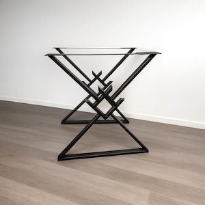 Metal Table Base Modern Geometric Steel Frame for Dining Desk Custom Handmade Furniture Gift for Interior Lovers X Shaped Table Base