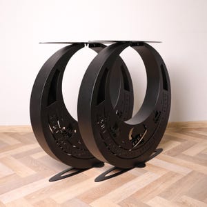 Metal Table Base in Farmhouse Style Metal  Legs for Dinning Table Steel Legs with Laser Cut Round Coffee Table Black Minimalistic Decor