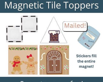 Stickers magnétiques pour carrelage, imprimables, carrelage Picasso Magnatile, Noël, maison en pain d&#39;épice, pain d&#39;épice à télécharger, jeu éducatif