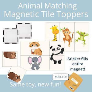 Pegatinas para azulejos magnéticos, imprimibles, azulejos de Picasso magnéticos, animales a juego, tarjetas didácticas Montessori, descargables, juego educativo