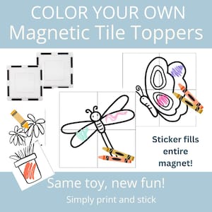 Adesivos magnéticos para azulejos, imprimíveis, azulejos Picasso magnéticos, páginas para colorir, flashcards Montessori, para download, jogo educativo para crianças