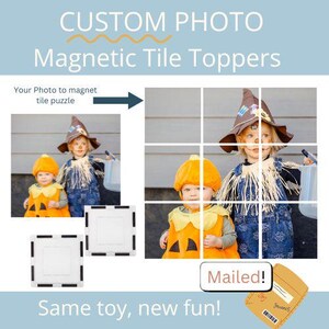 Pegatinas magnéticas para azulejos con foto personalizada, imprimibles, azulejos de Picasso magnéticos, regalo personalizado, bebé, Montessori, imán con foto personalizado, regalo para niños