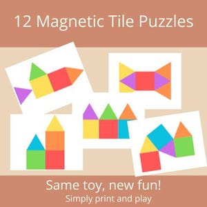 Hojas de rompecabezas de mosaicos magnéticos, imprimibles, mosaicos de Picasso magnéticos, plantilla de rompecabezas, actividad para niños pequeños, tarjeta de mosaicos, descargable, juego educativo