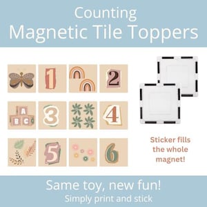 Stickers magnétiques pour dessus de carreau, imprimables, carreau de Picasso magnatile, cartes alphabet, cartes mémoire Montessori, téléchargeables, jeu éducatif pour enfants