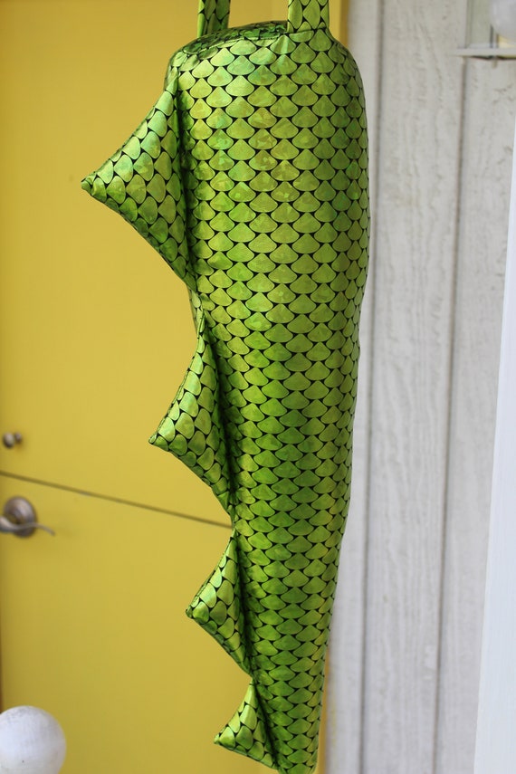 Kids Plush Green DinosaurDragon Costume Tail with 4 Orange Spikes