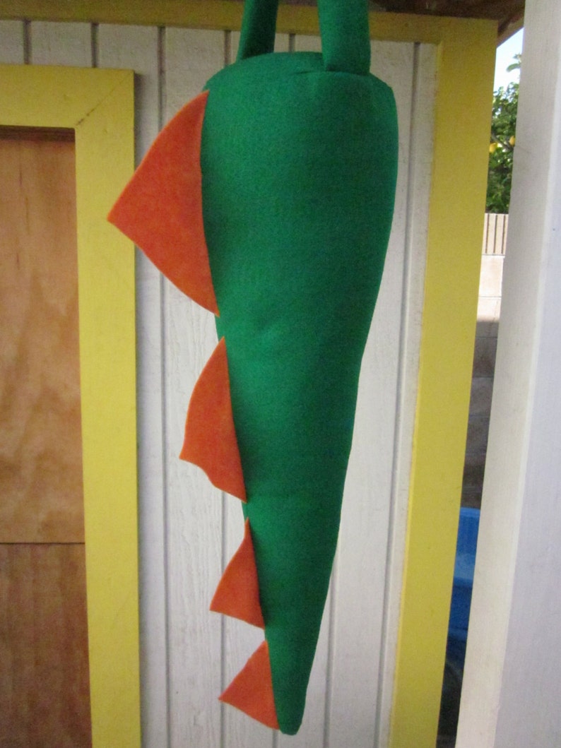 Kids Plush Green DinosaurDragon Costume Tail with 4 Orange Spikes