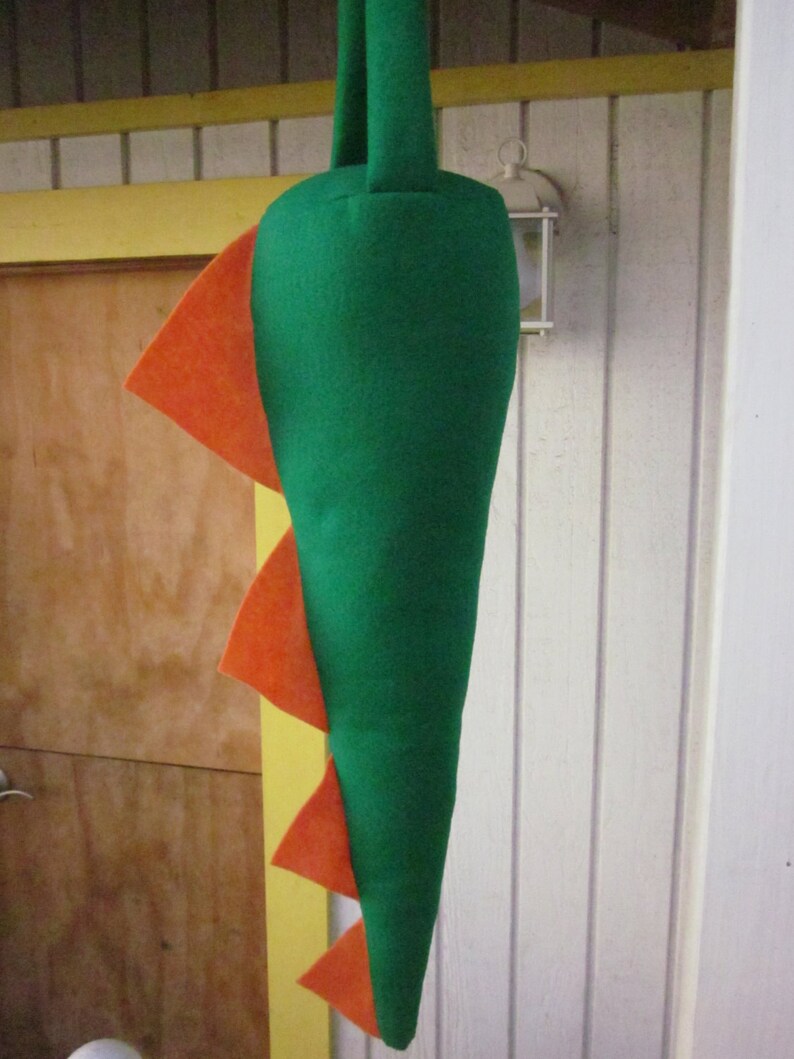 Kids Plush Green DinosaurDragon Costume Tail with 4 Orange Spikes