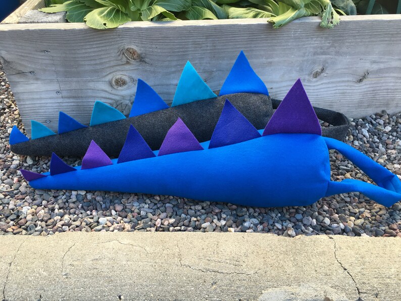 Kids Plush Teal Water DragonDinosaur Costume Tail with 7 Blue and Green Spikes