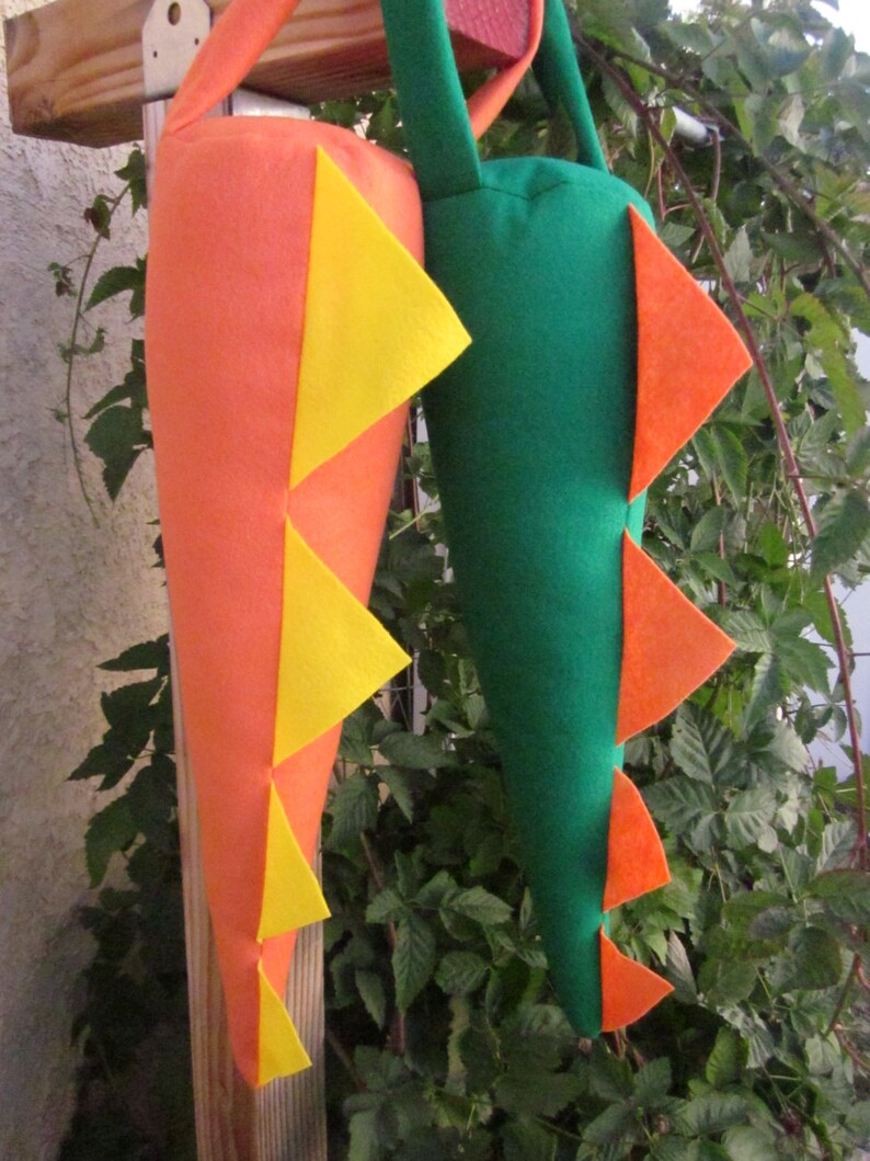 Kids Plush Green DinosaurDragon Costume Tail with 4 Orange Spikes