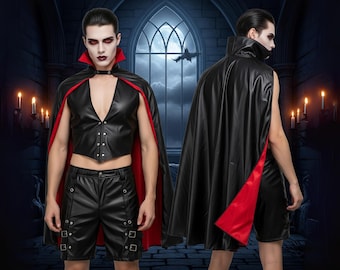 Genuine Leather Dracula Cosplay Set: Gothic Vampire Costume